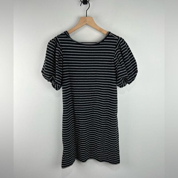 Loft Beach Black and White Puff Sleeve Tie Back Dress XXS - Picture 1 of 6